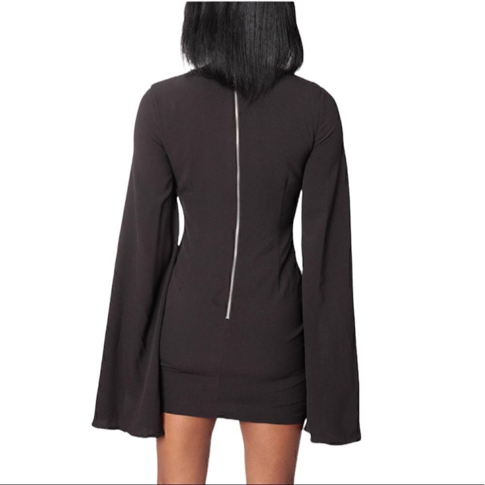 Mustard Seed Embellished Open Long Sleeve Mini Dress - Picture 2 of 16
